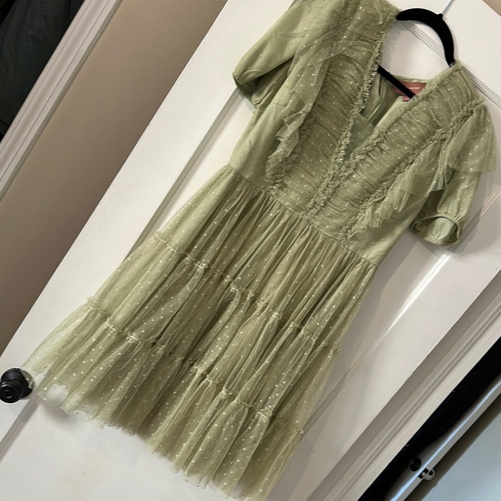Jessakae Elegant Green Ruffled Dress